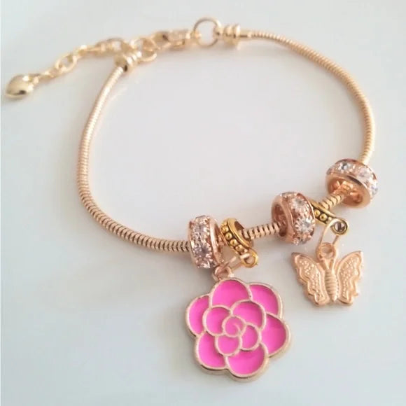 CHARM BRACELET "PINK ROSE"