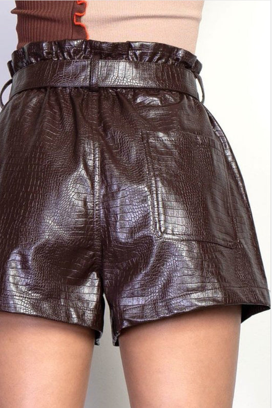 VEGAN LEATHER SHORTS SH0518.  PACKAGE 6 SHORTS 2S 2M 2L. $9.90 UNIT PRICE