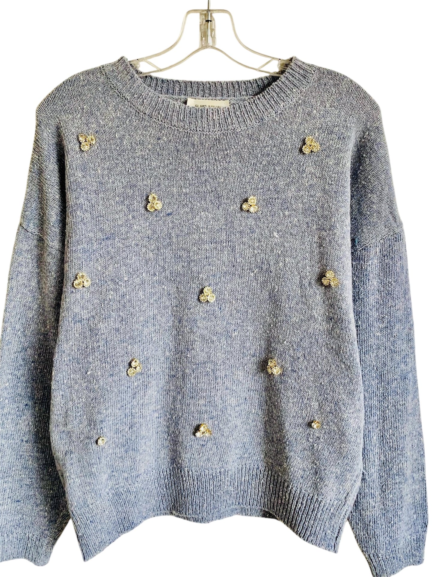 Embellished Beaded Long Sleeve Knit Christmas Sweater