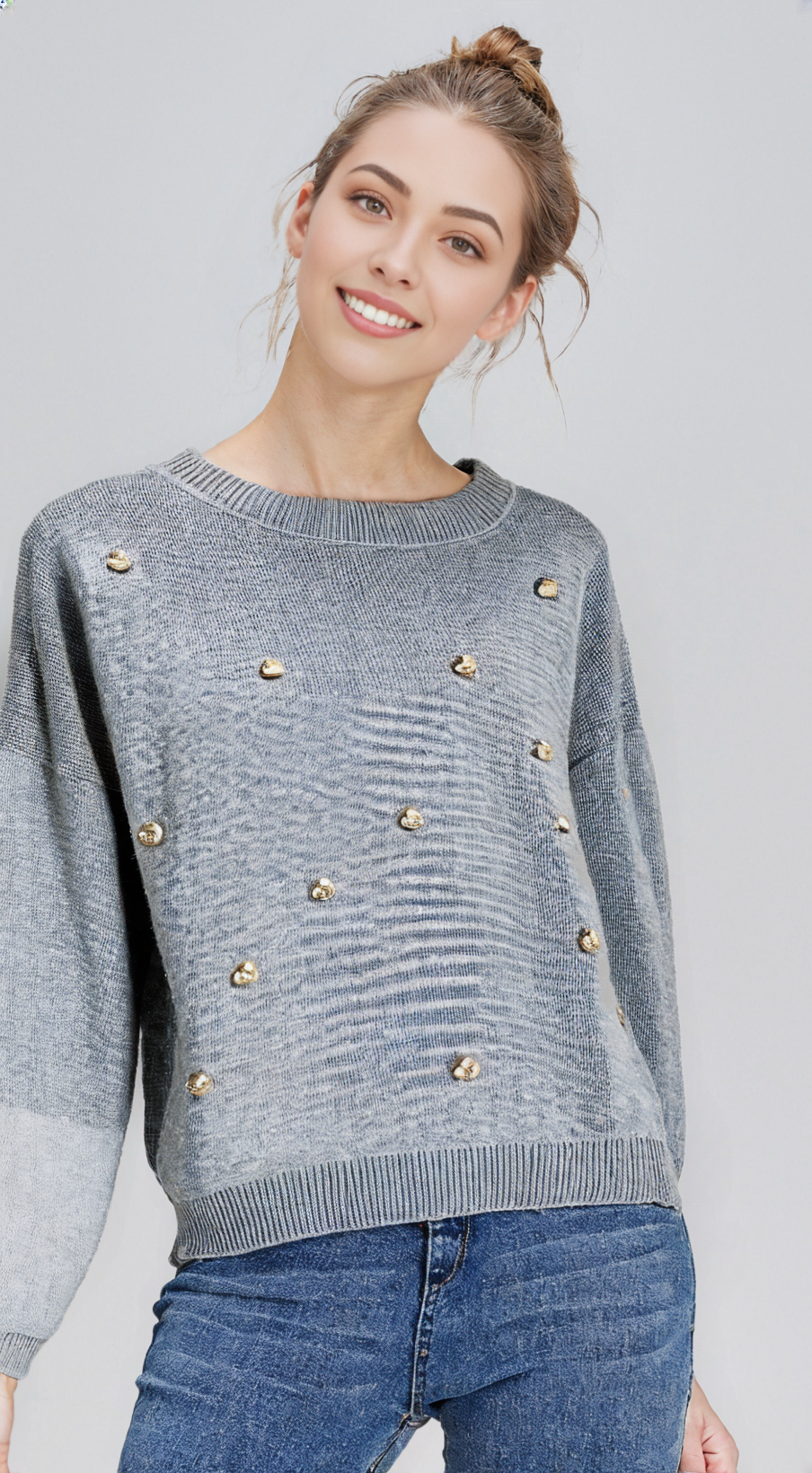 Embellished Beaded Long Sleeve Knit Christmas Sweater