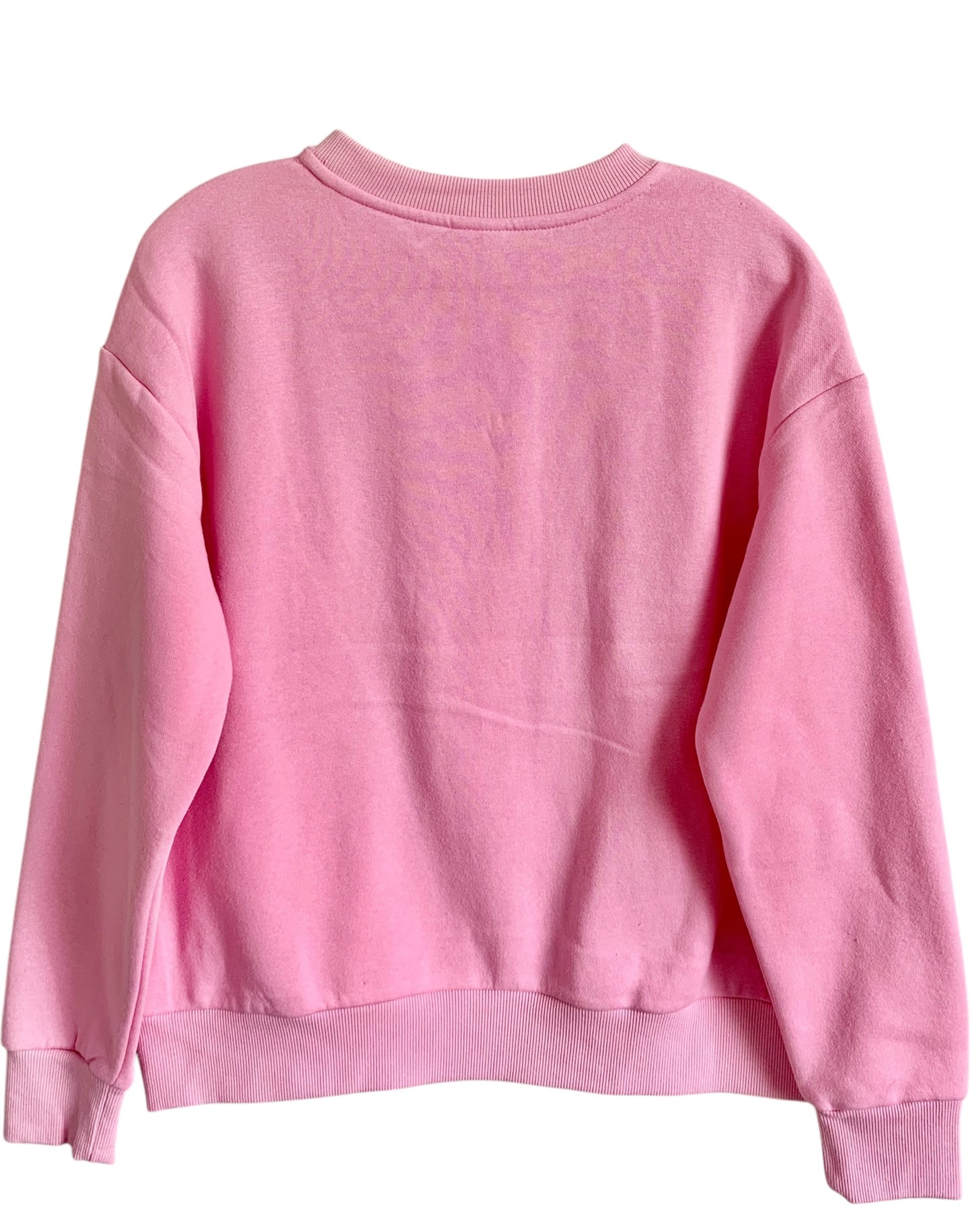 EMBELLISHED CHERRY APPLIQUE PINK FLEECE PULLOVER SWEATSHIRT.  PACKAGE 3 SWEATSHIRTS 1S 1M 1L.  $16.90 UNIT PRICE.